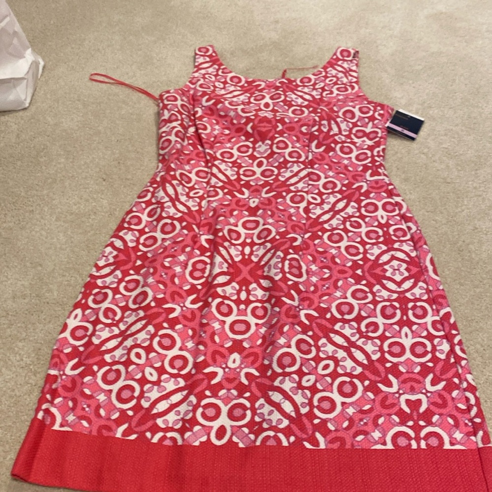 NWT Just Taylor pink and white shift dress